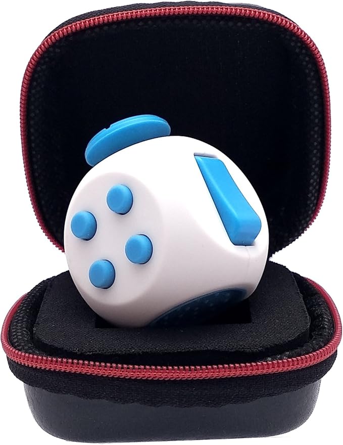 Amazon Com Pilpoc Thefube Fidget Cube Premium Quality Fidget Cube With Exclusive Protective Case Stress Cube Stress Relieve Toy Reduce Anxiety For Adhd Ocd Autism White Blue Toys Games