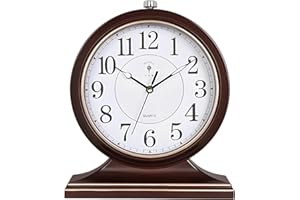 Retro Mantel Clock, Silent Vintage Desk Clock, 10-Inch Table Clock with Large Glowing Dial