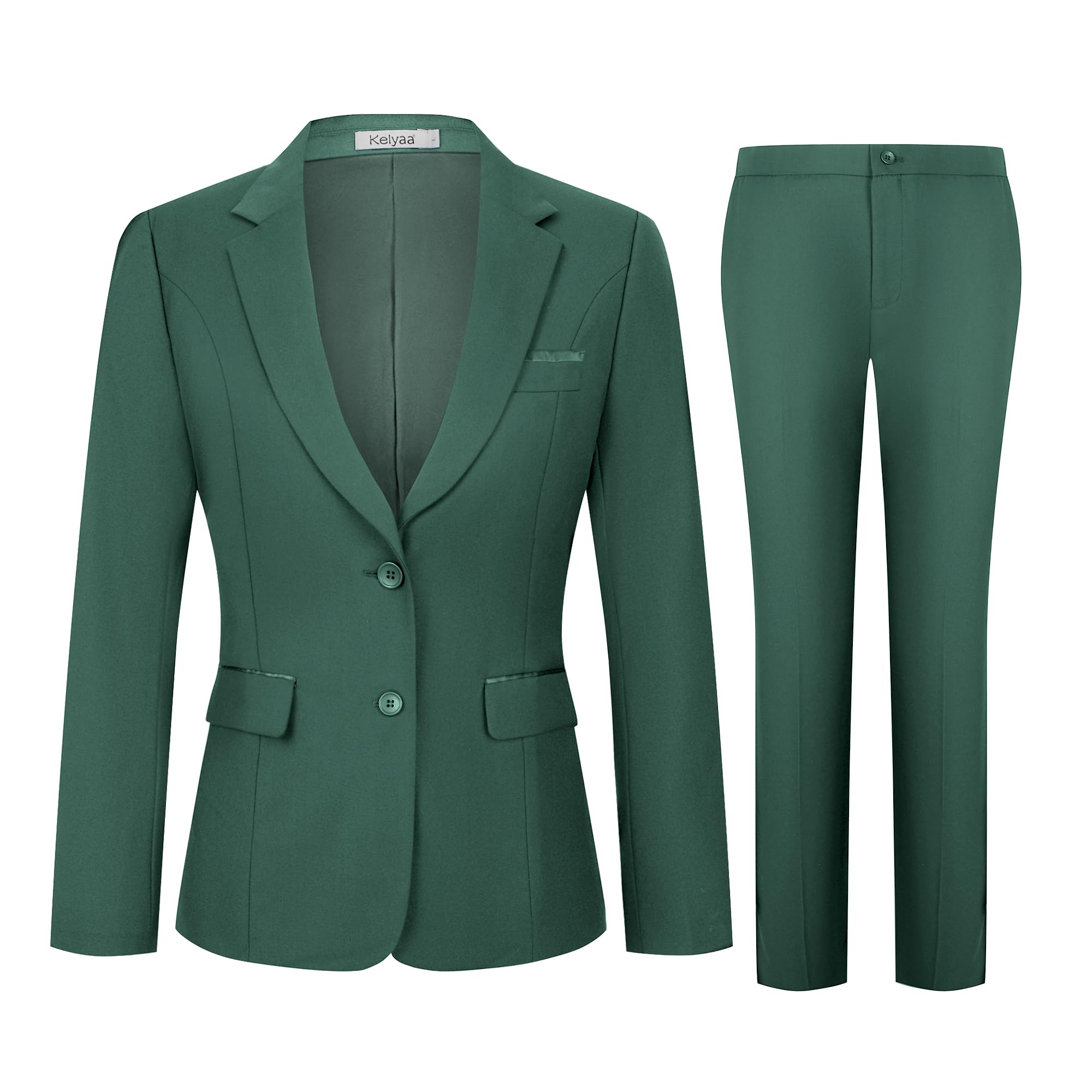Photo 1 of ***MISSING JACKET**Kelyaa Women's 2 Piece Suit Lady 2 Button Notched Lapel Business Work Office Slim Fit Blazer Jacket Pants Set Dark Green