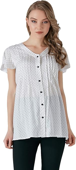 camisa blanca lunares negros