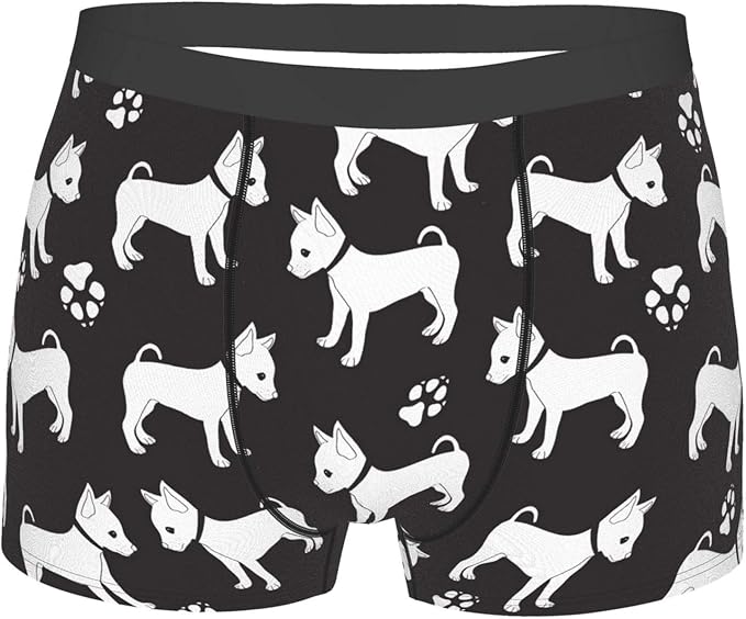 Underwear Dog Print Mens Boxer Briefs Has Black Nylon Elastic Waistband Clothing