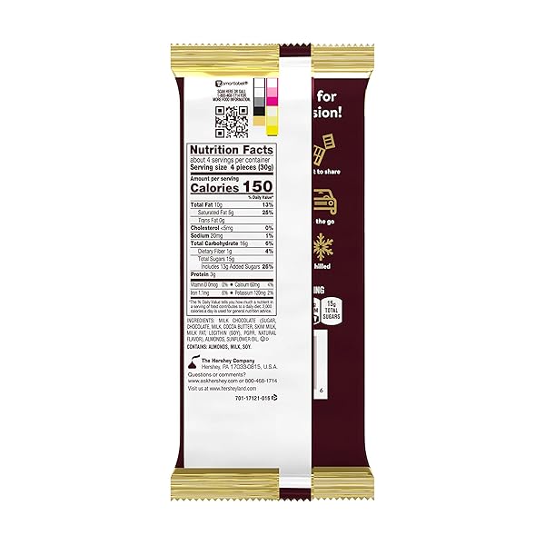 HERSHEY’S MILK CHOCOLATE WITH ALMONDS XL, CANDY BARS, 4.25 OZ (12 COUNT, 16 PIECES)