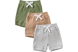 Baby Boys Toddler 3-Pack Rib Knit Jogger Shorts Classic Fit Elastic Waist Shorts Kids Multipacks Pants