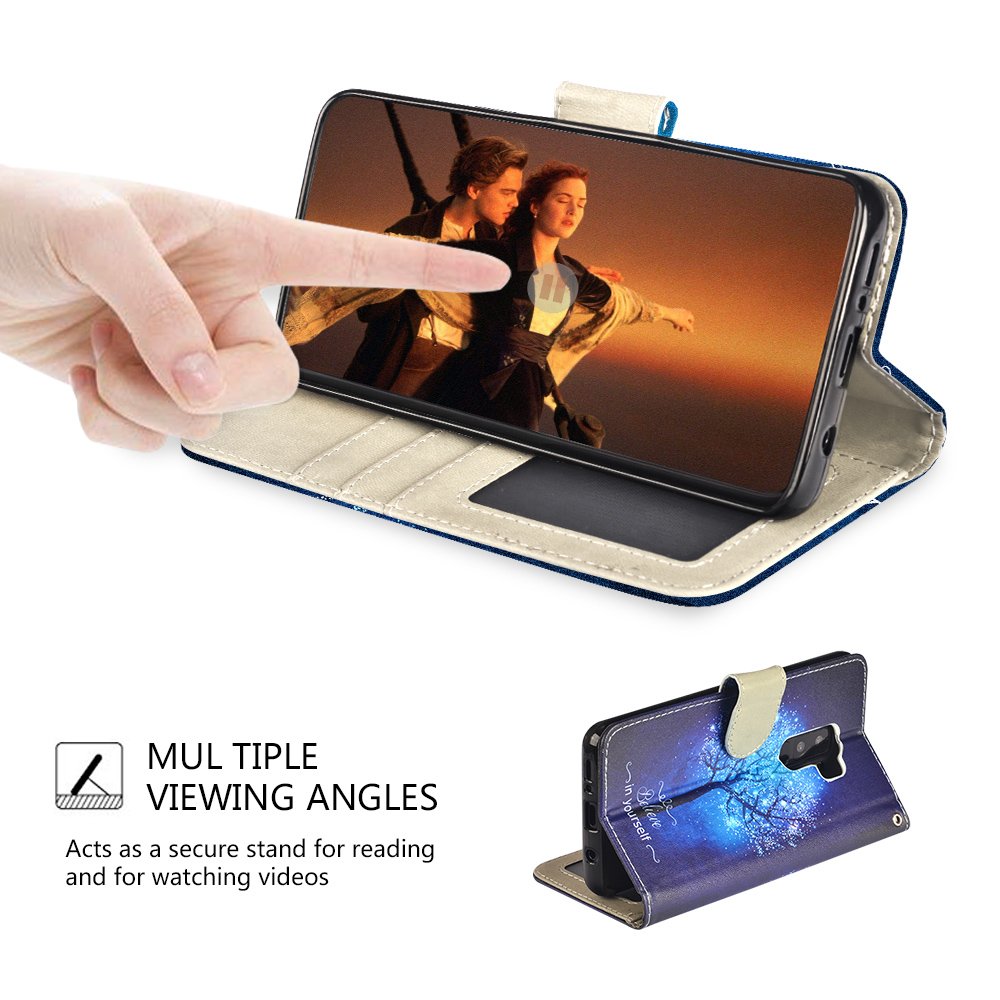 Galaxy S9 Plus Case, MagicSky Galaxy S9+ Wallet Case Folio Flip Premium PU Leather Case Cover with Card Holder Slot Pockets,Wrist Strap,Magnetic Closure For Samsung Galaxy S9 Plus, Believe in yourself