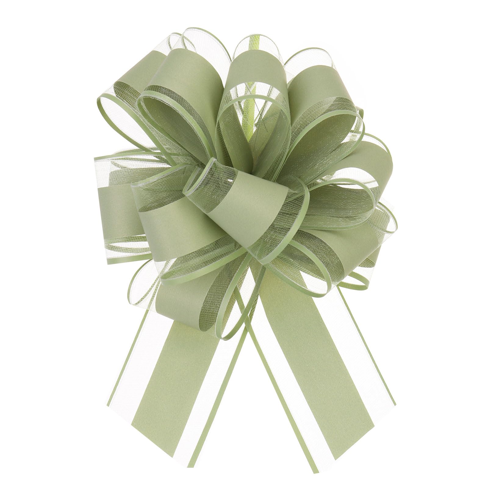 Uxcell 5pcs 6 Inch Large Big Pull Bow Organza Gift Wrapping Bows Ribbon for Wedding Car Baskets Presents Christmas Bow, Army Green