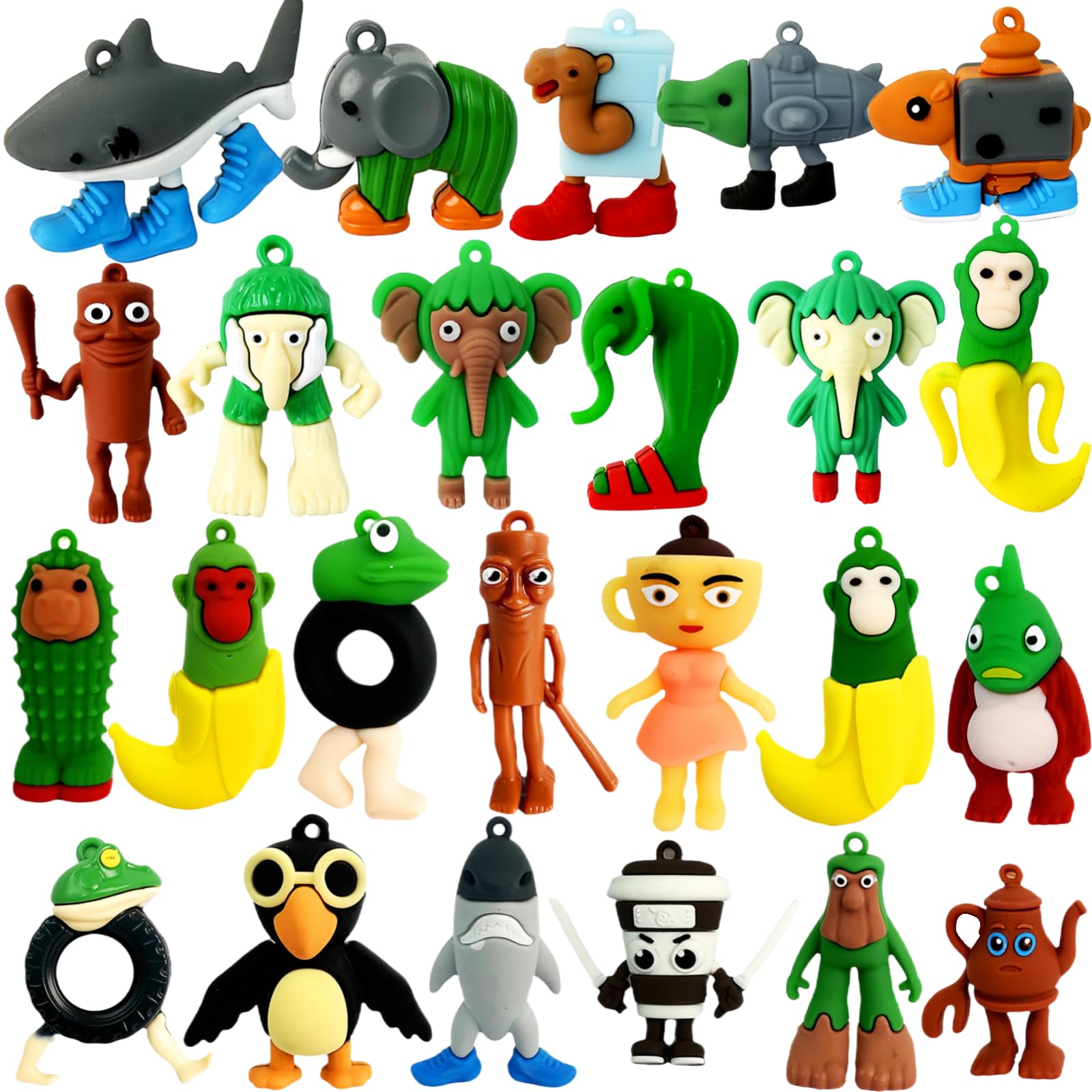 Photo 1 of BubblyJoy Italian Brainrot, Tralalero Tralala, Tung Tung Tung Sahur 24 Viral Animals, Funny Animals 2.5", Decorations Gifts for Fans Office Room Figurine Decor