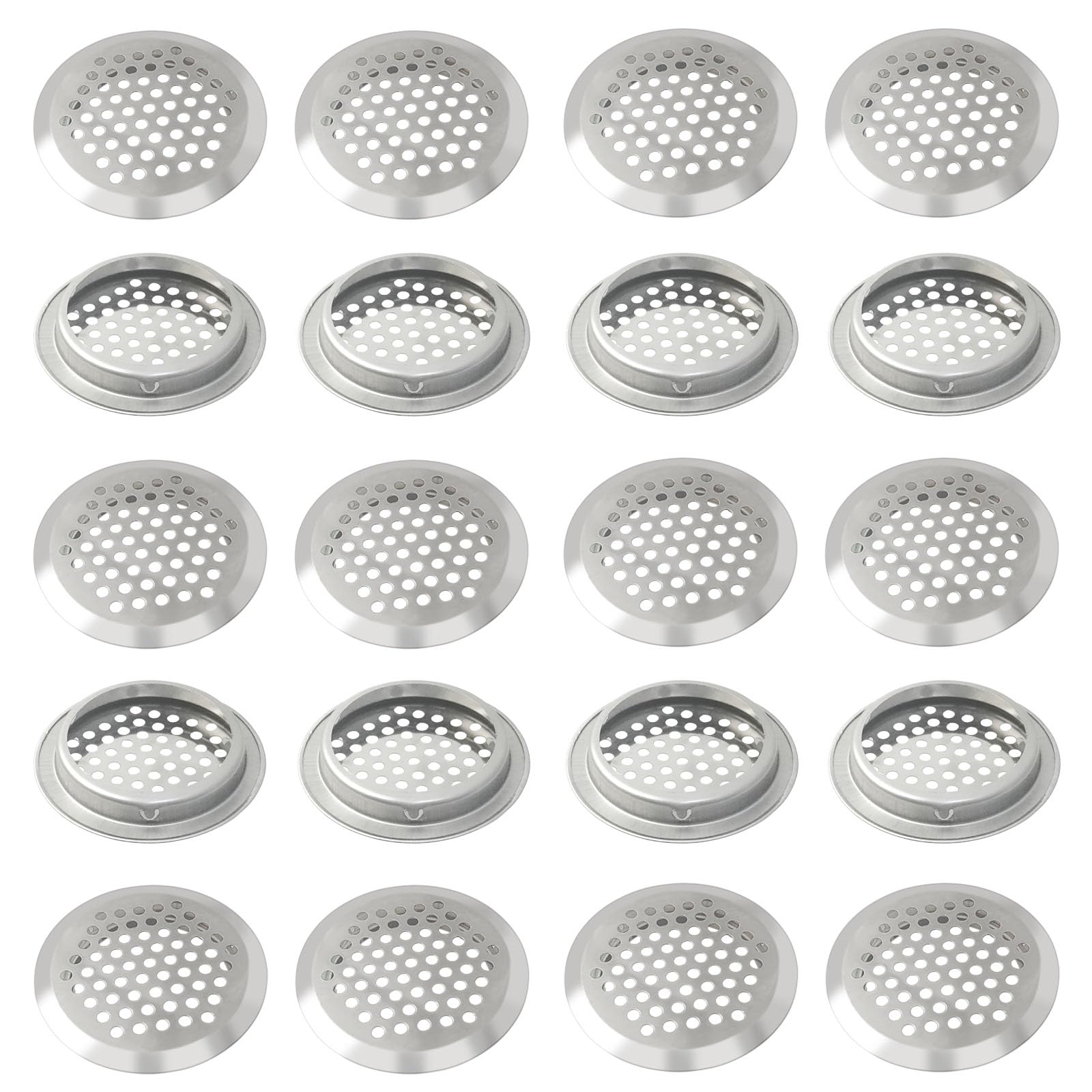 BuxiuGK 20 Pcs 53mm Stainless Steel Air Vent Hole Ventilation Louver Round Shaped Mesh Hole Air Vent for Kitchen Cupboards Bathroom Cabinet Wardrobe