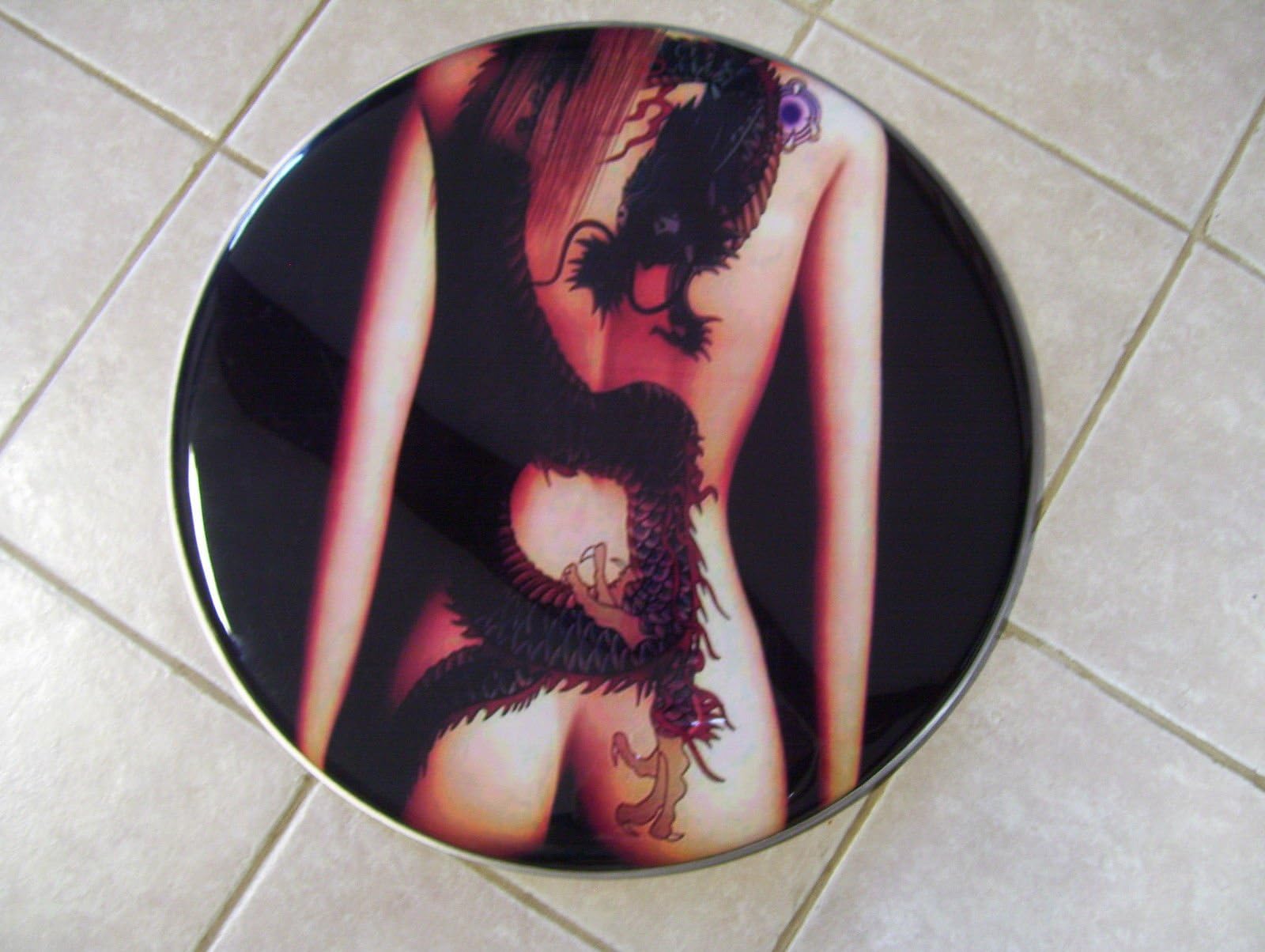 Bass drum head, custom painted, 22".