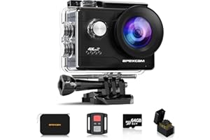 Apexcam Action Camera 4K with 64G SD Card Sports Cameras 20MP 131FT Waterproof Underwater Camera 170°Wide-Angle WiFi Cameras with 2.4G Remote Control, 2 Batteries, Mounting Accessories Kits