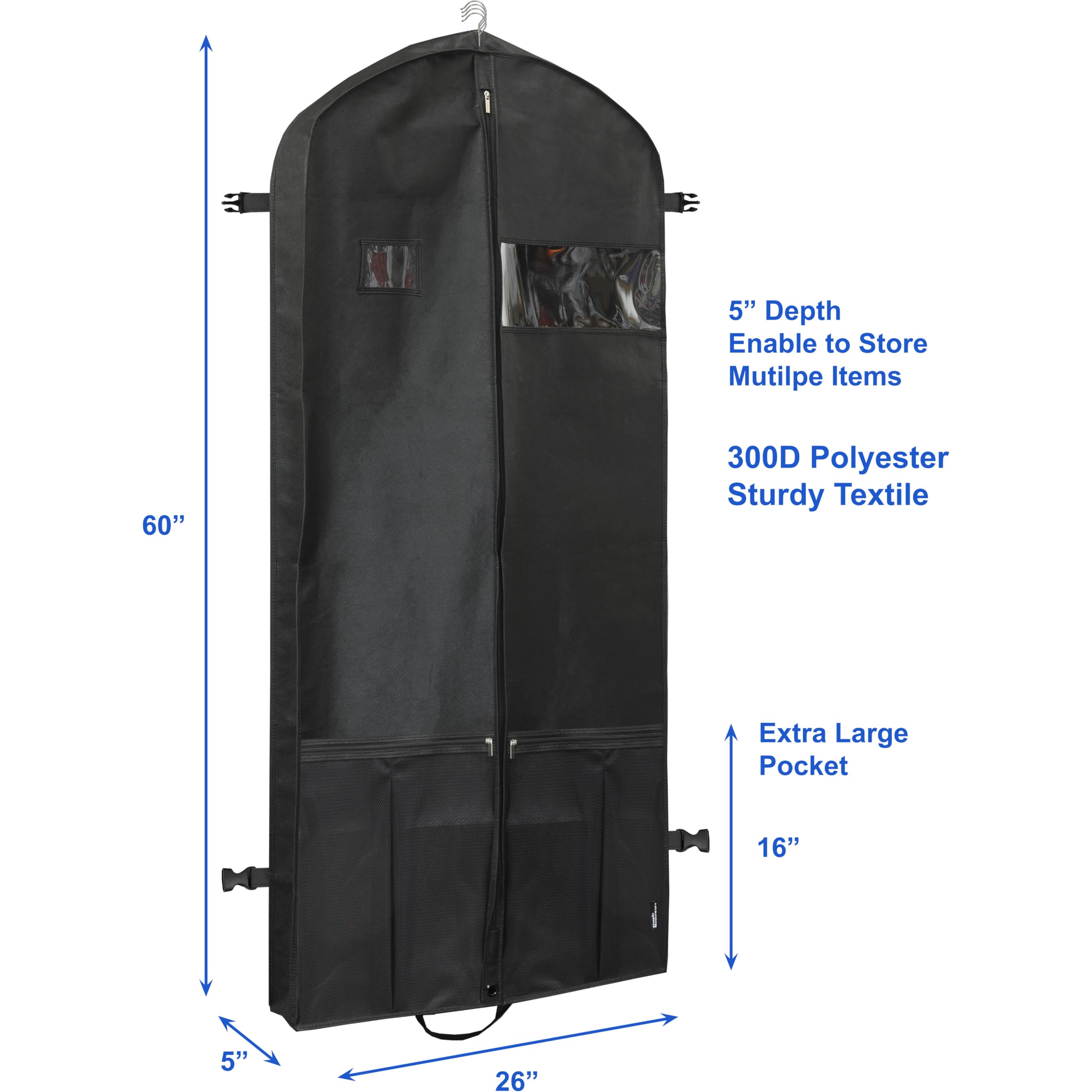 Simple Houseware 60-Inch Travel Garment Bag with Pockets, Heavy Duty 300D Polyester for Suits, Dresses, Coats, Tuxedos