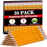 V-Opitos Wood-Cased #2 HB Pencils, 50 Pack Bulk Yellow Pencils with Erasers, Pre-Sharpened, School Classroom Teacher Supplies for Writing, Drawing and Sketching