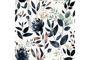 MuralPeel Dark Blue/Yellow Leaf Floral Vintage Ink Navy Plant Peel and Stick Wallpaper Easy Peel Off Self Adhesive Removable Stick on Wall Paper for Kitchen Cabinet Renter Friendly