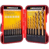 Cobalt Drill Bit Set - 15Pcs M35 HSS Twist Drill Bits, Straight Shank | Work on Hardened Metal, Stainless Steel, Cast Iron, Wood and Plastic with Index Storage Case, 1/16"-3/8"