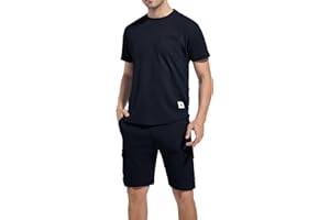 ANOTWENER Mens 2 Piece Vacation Outfit Casual Waffle T Shirts And Shorts Beach Summer Sets