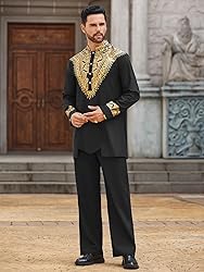 Pacinoble Mens African 2 Piece Set Metallic