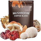 Mushroom Coffee 6 Adaptogenic Mushrooms USDA Organic Instant Coffee MCT Oil USA Grown Better Energy, Focus, Digestion, Immunity Cordyceps, Lion’s Mane, Turkey Tail 30 servings (6.35 Oz / 180g)