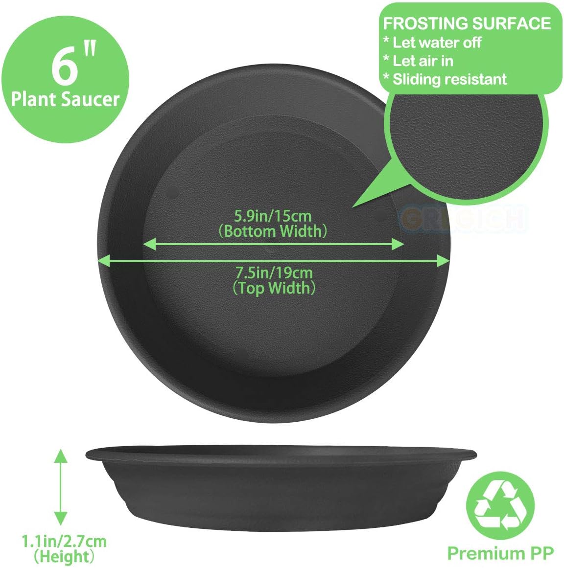 GREGICH 6 Pack Plastic Plant Saucer Drip Trays, 4 6 8 10 12 Inch Plant Saucers for Indoors Outdoor Plant, Thick Heavy Durable Sturdy Flower Pot Saucers Plant Trays for Pots Planter : Garden & Outdoor