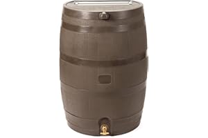 RTS Home Accents 50-Gallon Rain Water Collection Barrel with Brass Spigot, Brown