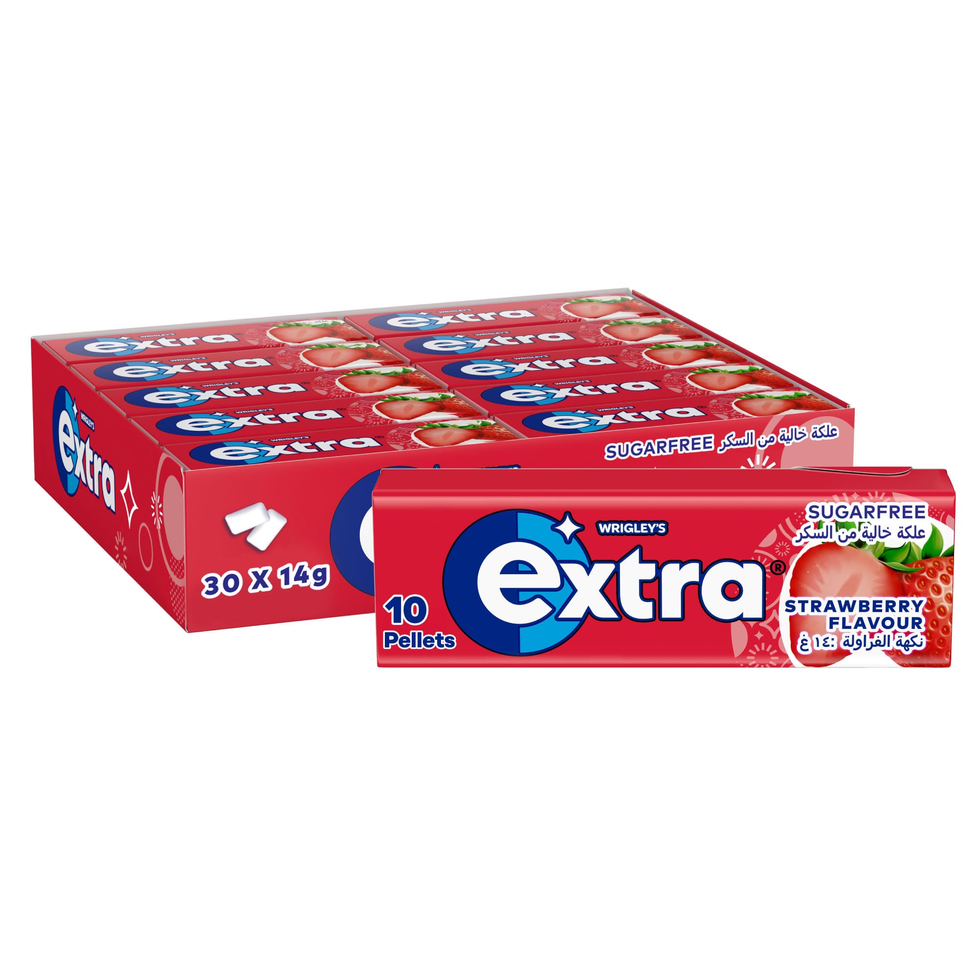 Wrigley Extra Strawberry Flavour Sugarfree Chewing Gum 15 g (Pack of 30)