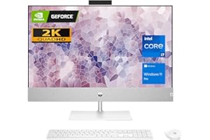 HP Pavilion 27" QHD All-in-One, Intel Core i7-13700T (Beats Intel i9-12900K), NVIDIA GeForce RTX 3050, 32GB RAM, 1TB PCIe SSD, IR Camera, Wireless KB & Mouse, HDMI, Wi-Fi 6, Windows 11 Pro, White
