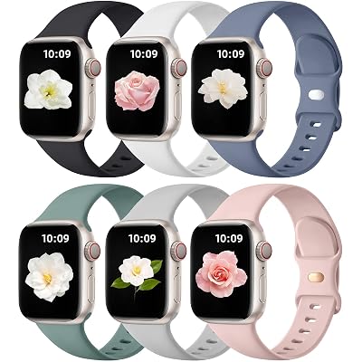 Maledan Compatible with Apple Watch Band 38mm 40mm 41mm 42mm 44mm 45mm 46mm 49mm Women Men, 6 Pack Silicone Sport Band Strap Compatible for Apple Watch Bands iWatch Series 11 10 9 8 7 6 5 4 3 SE Ultra