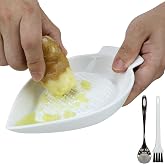 EIKS Ceramic Grater Plate Grinding Dish with Spoon and Brushes | For Grating Wasabi Ginger Garlic Cheese Carrot Fruits Vegetables, Working for Home Kitchen Cooking Preparation