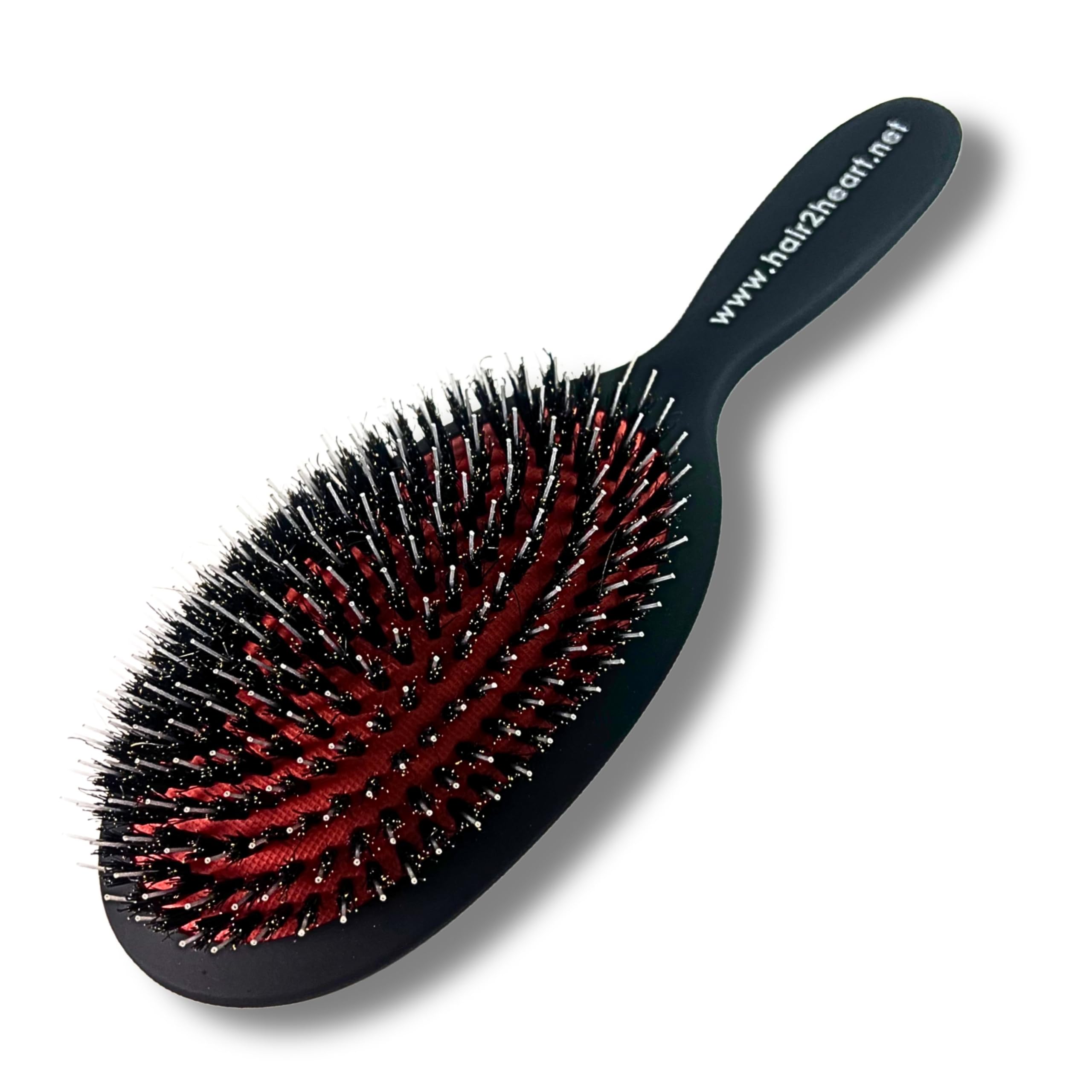 hair2heart Hairbrush for Extensions, Pneumatic Brush for Hair Extensions - Natural bristles untangle tangled hair, professional brush with Ionic technology