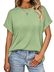 AUTOMET Womens Summer Tops Oversized Short Sleeve