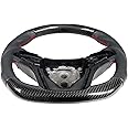 IKON MOTORSPORTS, Steering Wheel Compatible With 2012-2015 Chevy Camaro, Black Carbon Fiber & Perforated Leather Steering Wheel Brushed Kit With Red Stitching