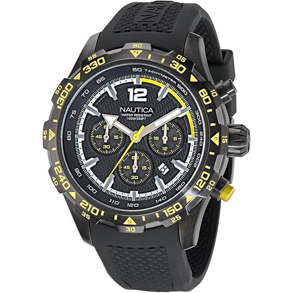 Nautica Orologio Da Uomo NAPNOS302, Cassa 48mm In Acciaio Riciclato, Cronografo, Cinturino In Silicone Nero, 100m Water Resistant