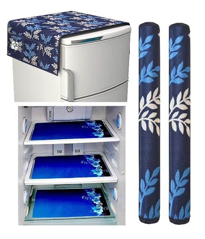 Factcore Premium Quality Combo of Exclusive Decorative Kitchen Combo Fridge Top Cover(Blue