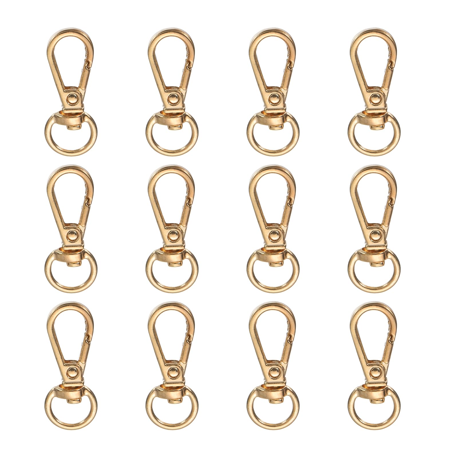uxcell 1.2" Swivel Lobster Claw Clasps Keychain, 12 Pcs Swivel Lanyards Trigger Snap Hooks Strap Key Ring for DIY Craft Accessories, Gold