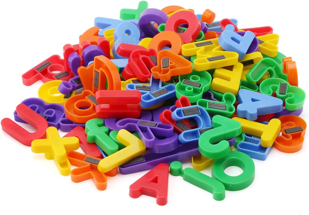 EduKid Toys 72 Magnetic Letters & Numbers (Tote) 1.25" - 1.75": Toys & Games