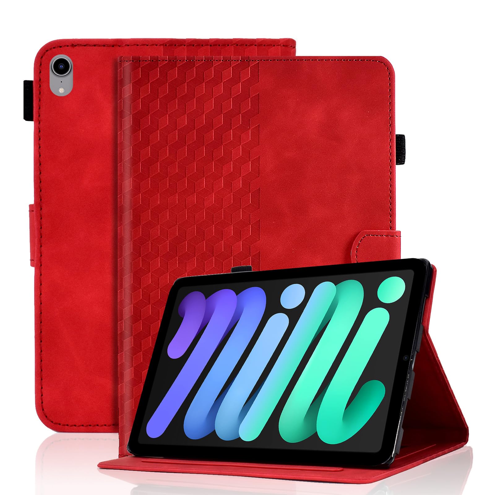 Vkooer Case for iPad Mini 7 (A17 Pro) 2024 7th Generation/iPad MINI 6th Generation 2021 8.3 inch, PU Leather Folio Flip Cover Smart Shell with Auto Sleep/Wake Multi Angle Viewing Stand, Red