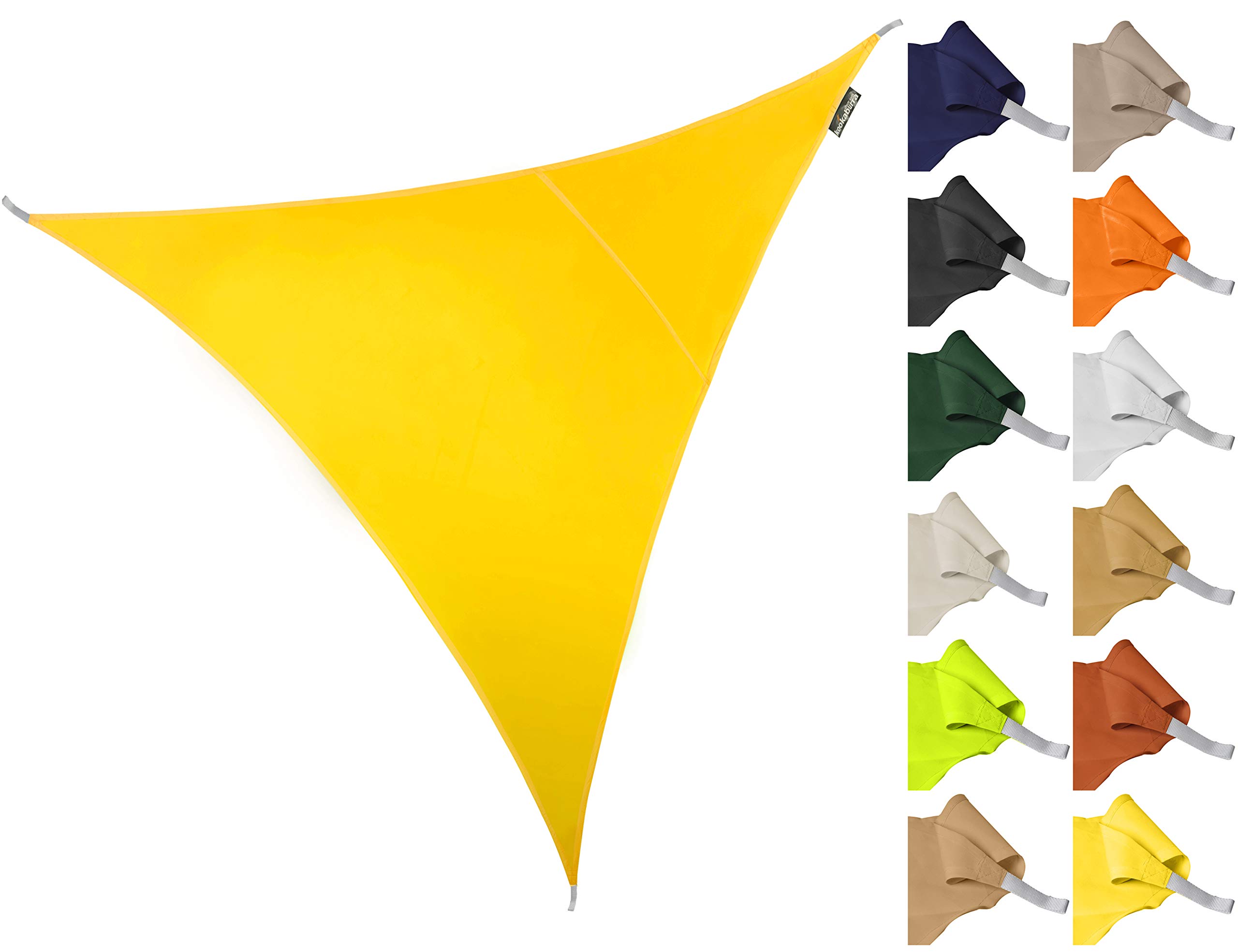 Kookaburra 2m Triangle Water Resistant Garden Patio Sun Shade Sail Canopy 96.5% UV Block with Free Rope(Yellow)