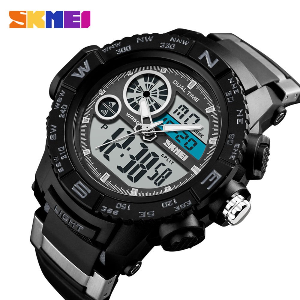 在庫有 メンズs Shock Watchesアウトドアデュアル表示スポーツ腕時計ファッションカジュアル50 M防水ledデジタルクオーツ時計 55mm ブラック B07cb29nqv ブラック ブラック Seminario Ekosbrasil Org