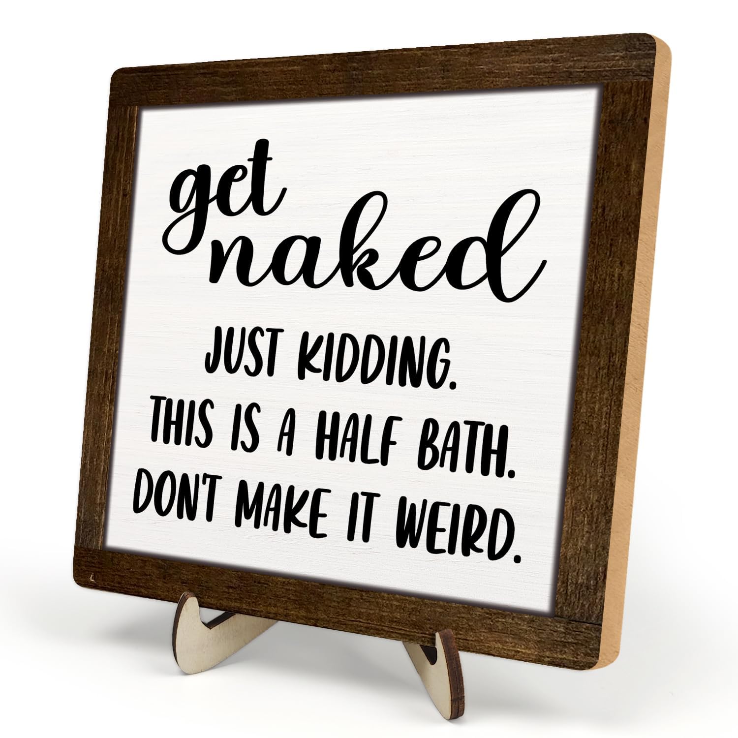 Photo 1 of Vintage Wood Plaque Sign, Life is Like The Bathroom Sign - Farmhouse Decor for Shelf & Toilet - 5.9x5.9 Inch (Brown)