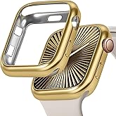 JR.DM 42mm Soft Flexible TPU Case Compatible for Apple Watch Series 3/2/1 Touchable Screen Lightweight Anti-Scratch All-Around Protector Thin Guard Shockproof Cover Shiny Bumper for iWatch, Gold