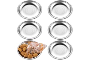 GEEHUA 6 Pcs Hermit Crab Food and Water Bowl, Small Stainless Steel Feeding Dish Reptile Feeding Bowl for Hermit Crab Food Water Supplies