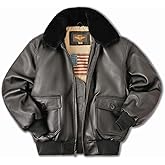 Landing Leathers Men Navy G-1 Distressed Leather Flight Bomber Jacket (Also available in Big & Tall)