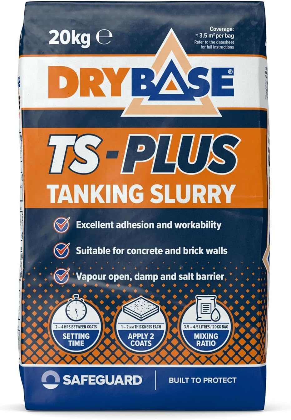 Drybase TS-PLUS Tanking Slurry 20kg Waterproofing Cementitious Damp Proofing