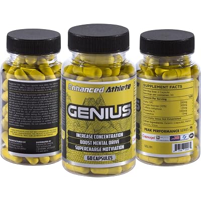 Enhanced Athlete Genius - Brain Nootropic Supplement - Boost Memory, Energy, Clarity &amp;amp;amp; Focus - Brain Booster - 60 Capsules