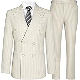 Mens Suits Slim Fit 3 Piece Double Breasted Tuxedo Suit Jacket Vest Pants Set for Wedding Prom