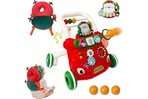 TTAMG Baby Walker Toys Set,Christmas Baby Walker & Baby Head Protector Backpack,Push Walker for Boys & Girls Learning to Walk,Sit to Stand Early Educational Toys, for Toddler