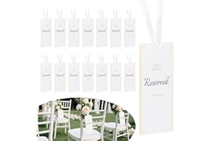 12 Pack Acrylic Reserved Seating Signs with Ribbon, Double-Sided Hanging This Row is Reserved Tags for Wedding Ceremony, Rece