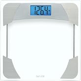 Taylor Digital Scales for Body Weight, 400 LB Capacity, Unique Blue LCD, Stainless Steel Accents, Glass Platform, 12.2 x 12.2 Inches, Clear