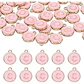 uxcell 52pcs Letter Charm, Enamel Letter Pendants, Alphabet C Pendants Double Sided Beads Charm for DIY Bracelet Necklace Pendants Earring Jewelry, Pink