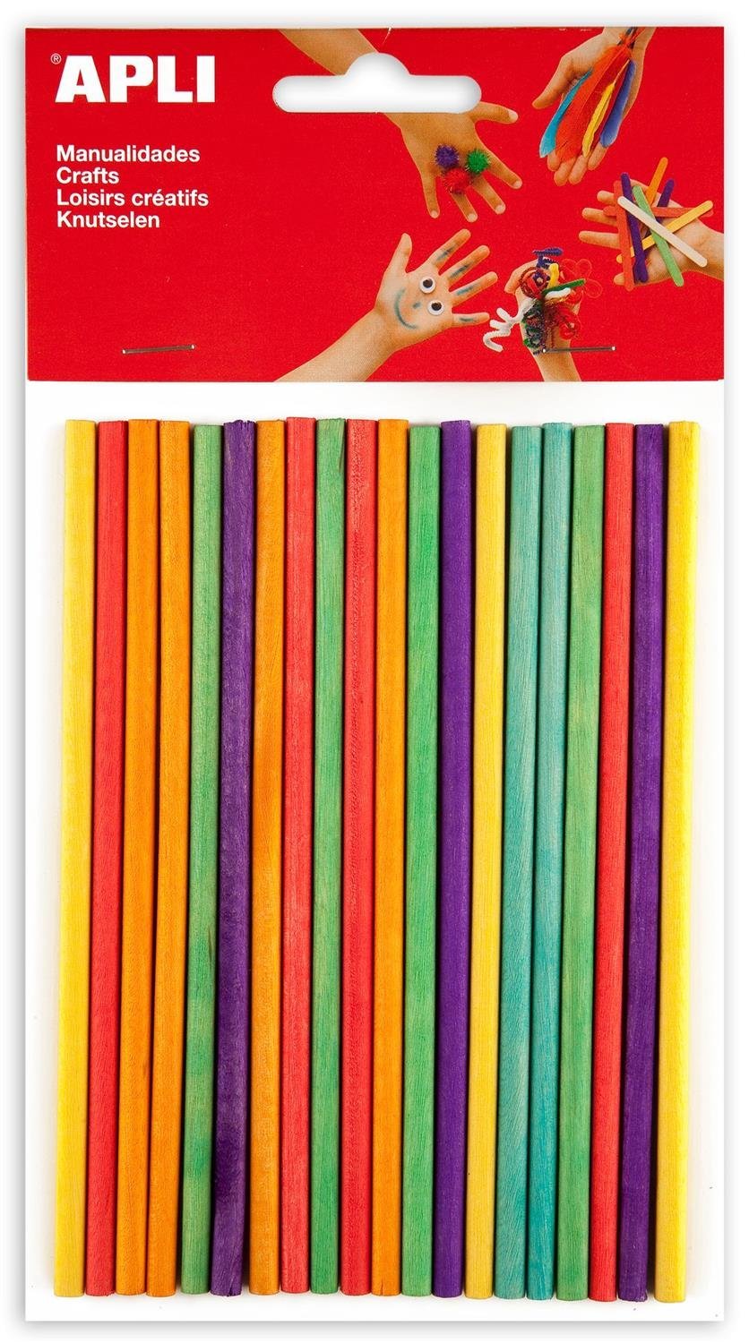 Apli Kids Polystyrene Bag Round Sticks 150 x 5mm Assorted