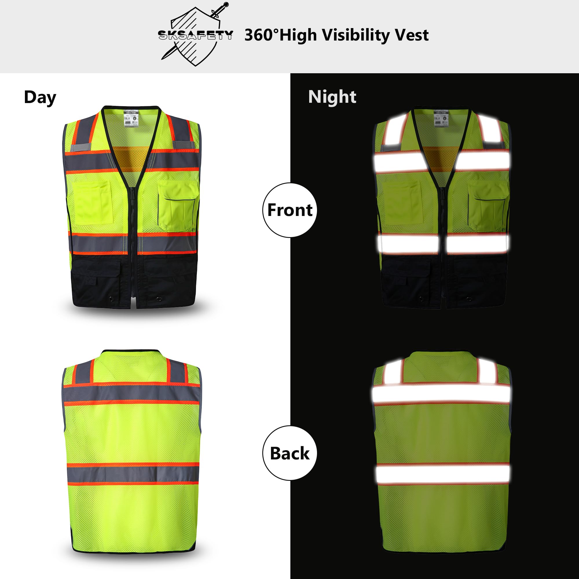 Weighted Vest Woman Reflective Vest SKSAFETY 10 Pockets Safety