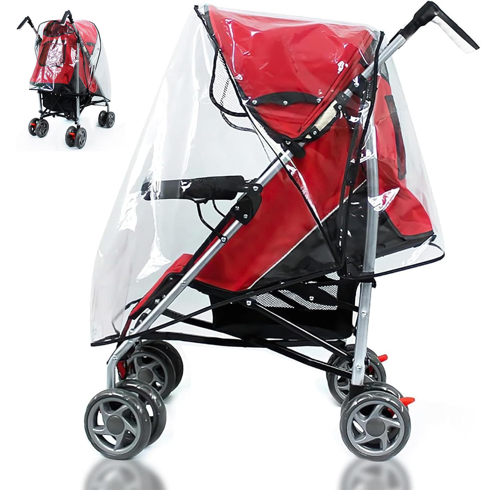 1 Pcs Universal Rain Cover for Pushchair, Stroller Rain Cover, Weather Shield for Wind, Snow, Dust, Ventilation Clear